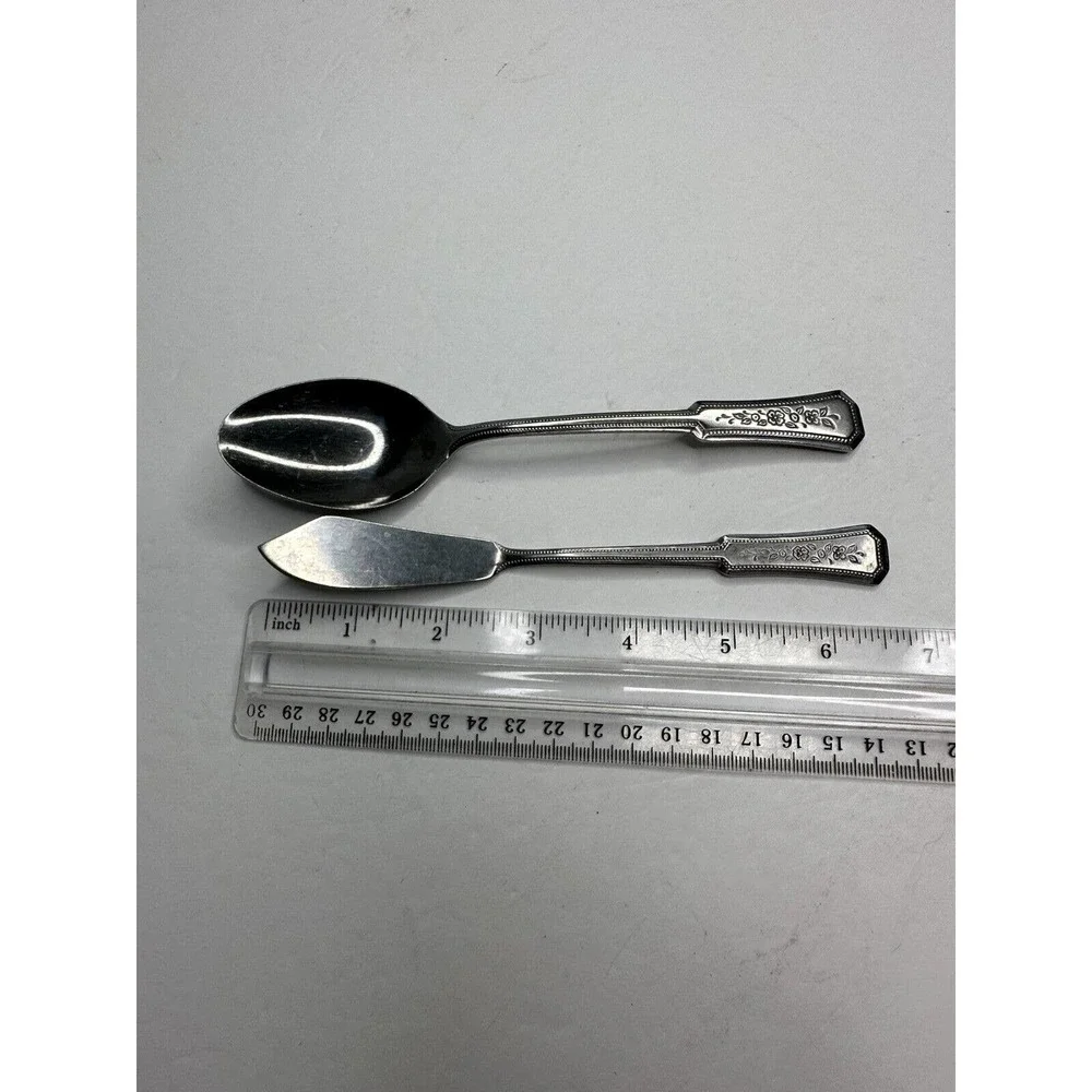 Rogers Landscape Floral Stainless Flatware Replacement Spoon Butter Knife‎ 2 Pc